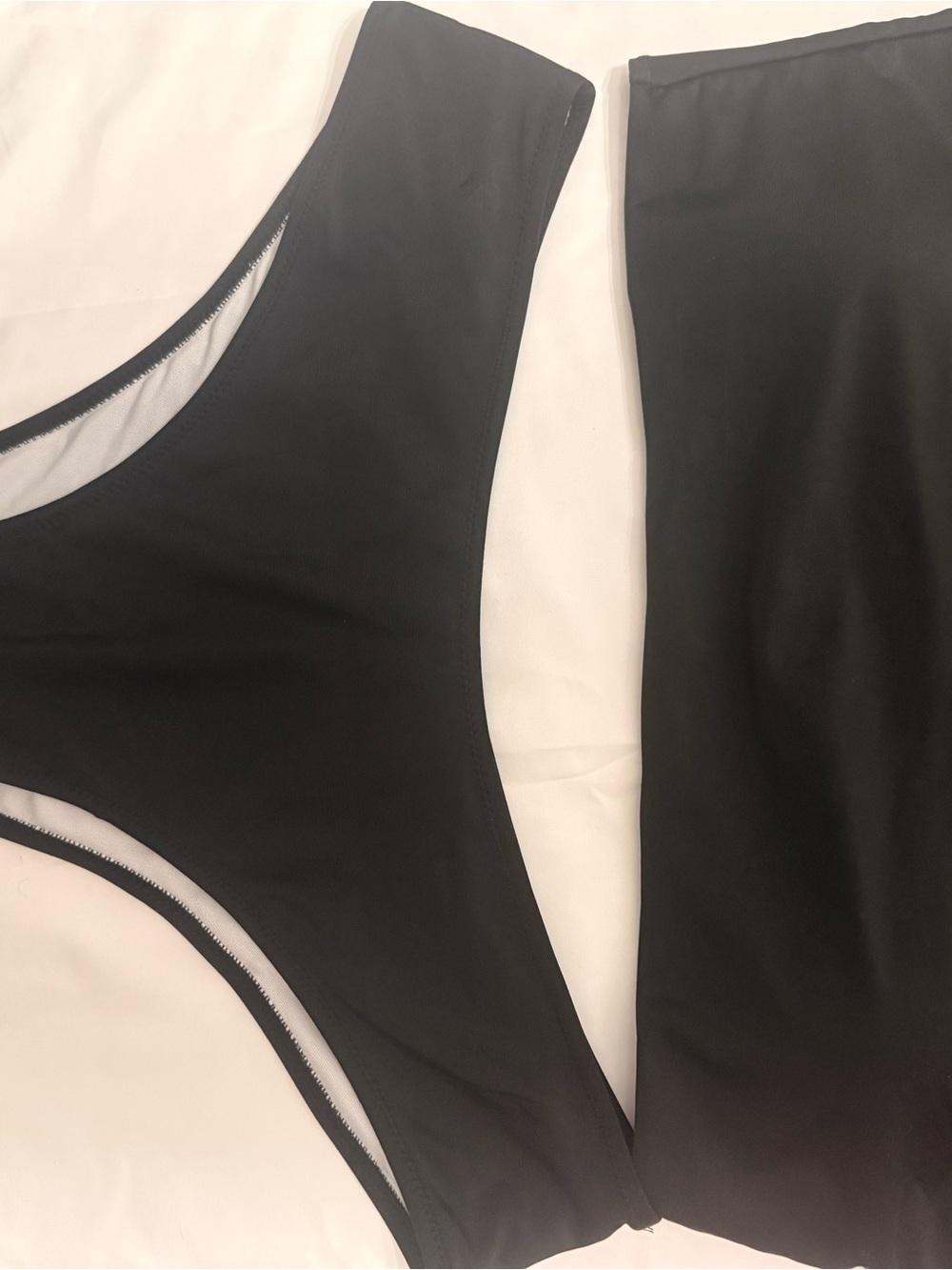 Women's Black Two-Piece Swim Set - Classic Scoop Top and High-Waist Bottom